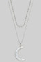 Layered Textured Moon Pendant Necklace