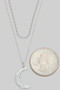 Layered Textured Moon Pendant Necklace
