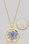 Lovely Purple Pressed Flower Pendant Necklace