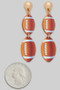 Wooden Linear Football Drop Earrings