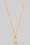 Brass Chain Necklace With Cz Pave Moon And Star