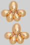 Metal Puffy Teardrop Fan Shape Earrings 