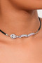 Ab Pave Snake Pendant Faux Leather Choker Necklace