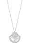 Gold Dipped Cz Sea Shell & Pearl Pendant Necklace.