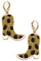 Leopard Fur Western Boot Huggie Drop Earrings
