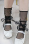 Sheer Calf Socks With Bow