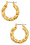 Gold Dipped Twist Pin Catch Hoop Earrings.