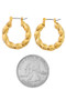 Gold Dipped Twist Pin Catch Hoop Earrings.
