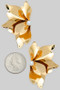 Brass Flower Post Earrings With Pearl Accent