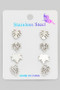 Stainless Steel Four Pair Earring Set - #KE24398