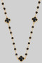 Long Crystal Clover Disc Beaded Necklace