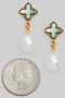 Clover Stud Earrings With Dangling Pearls