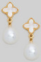 Clover Stud Earrings With Dangling Pearls
