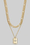 Cz Star Pendant Layered Chain Necklace