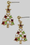 Metal Christmas Tree Dangle Earrings With Stone