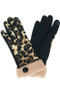 Leopard Sherpa Cuff Button Gloves. 