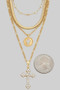 Rhinestone Pave Cross Pendant Multi Layered Neckla