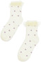 Fuzzy Dot Print Socks With Lacy Ruffles