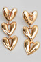 Tiered Metallic Heart Drop Earrings