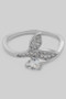 Brass Leafy Twist Ring With Cz Pave