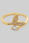 Brass Leafy Twist Ring With Cz Pave