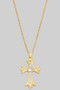 Brass Cz Pave Cross Pendant Necklace - #KN24720