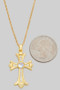 Brass Cz Pave Cross Pendant Necklace - #KN24720