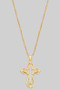 Brass Cz Pave Cross Pendant Necklace - #KN24733