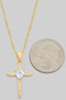 Brass Cz Pave Cross Pendant Necklace - #KN24805