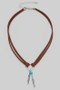 Western Feather Pendant Cord Necklace