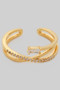 Brass X Ring With Cz Pave And Cz Baguette
