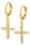 Cz Cross Pave Huggie Earrings