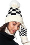 Checkered Beanie With Pom