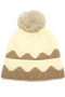 Wavy Pattern Pom Beanie With Fur Lining