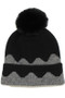 Wavy Pattern Pom Beanie With Fur Lining