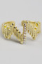 Brass Bar Zigzag Ring With Cz Accents