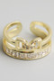 Brass Stack Ring With Bow And Cz Stones