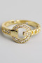 Adjustable Belt Ring With Cz Pave