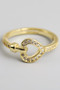 Adjustable Brass Heart Ring With Cz Pave