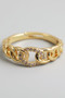 Adjustable Brass Chain Link Ring With Cz Pave
