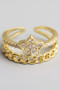 Brass Chain And Star Ring With Cz Pave