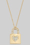 Large Heart Lock Pendant Necklace With Stone Accen