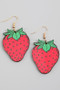 Wooden Flower And Strawberry Drop Earrings
