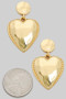 Hammered Brass Heart Drop Earrings