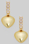 Puffy Heart Rhinestone Drop Earrings