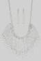 Two Layer Tassel Fringe Rhinestone Necklace Set