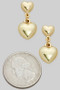 Dangling Brass Tiered Puff Heart Earrings