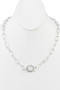Burnish Chain Rhinestone Toggle Necklace