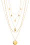 Brass Multiple Circle Pendant Layered Necklace 