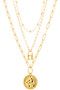 Layered Circle And Lock Pendant Necklace
